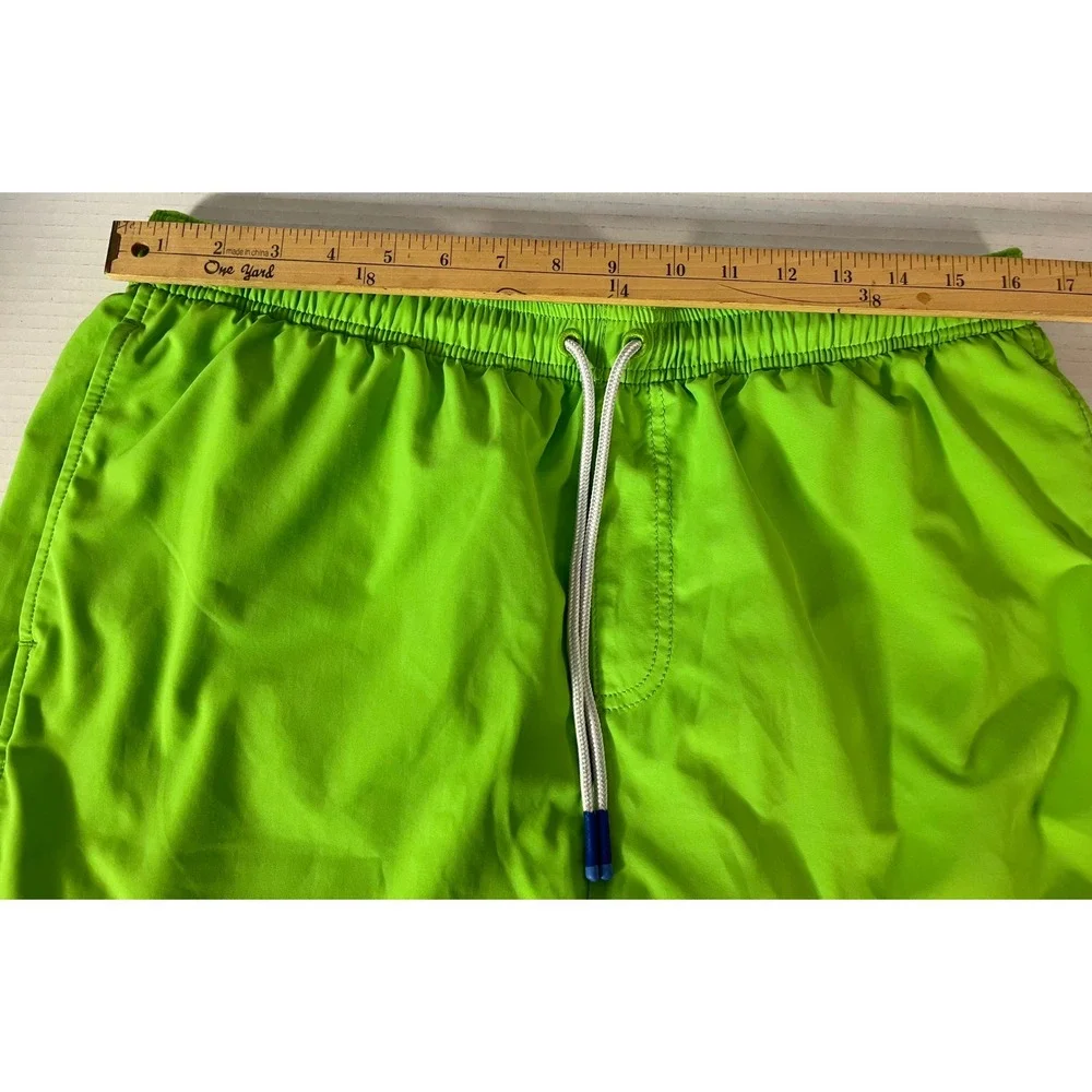 Tommy Bahama Swim Trunks Mens Large Lime Green Marlin Logo Drawstring Mesh Liner